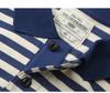 Vintage Sailor Striped Cotton Polo Shirt for Men - Summer Short Sleeve Turn-Down Collar