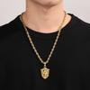 Hip Hop Skull Crystal Stone Shield Necklace for Men High Quality Stainless Steel Gold Color Charm Pendant Trendy Jewelry Gift