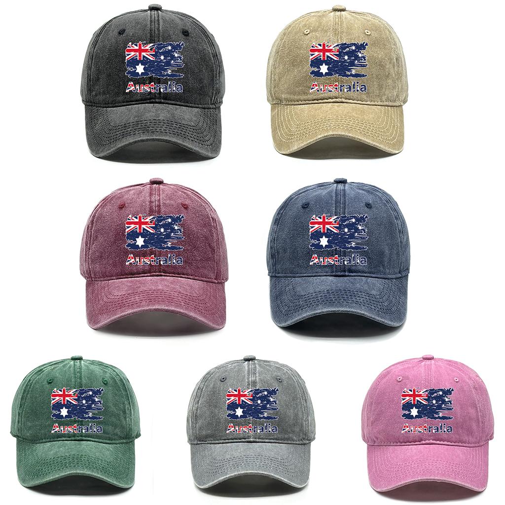 Retro Style Australian Flag Print Snapback Sun Hat Caps For Woman Washed Retro Vintage Adjustable Baseball Caps High Quality Cap