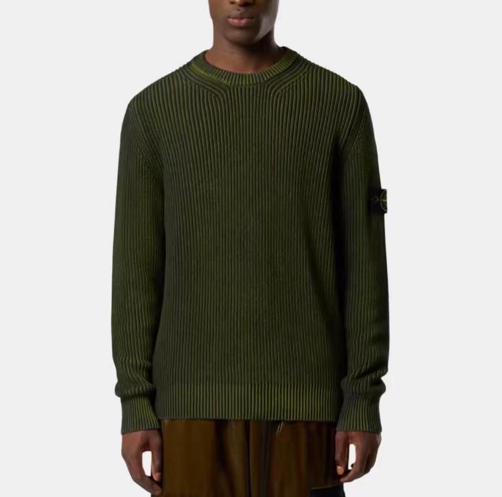 Stone Island Odznaka Kompasu Okrągły Dekolt Dzianina Męski Sweter Pulower