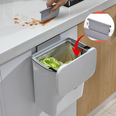 7/9L Trash Can for Kitchen Large Capacity Kitchen Recycling Garbage Basket Bathroom Wall Mounted Trash Bin with Lid Sliding Toilet Garbage Bin