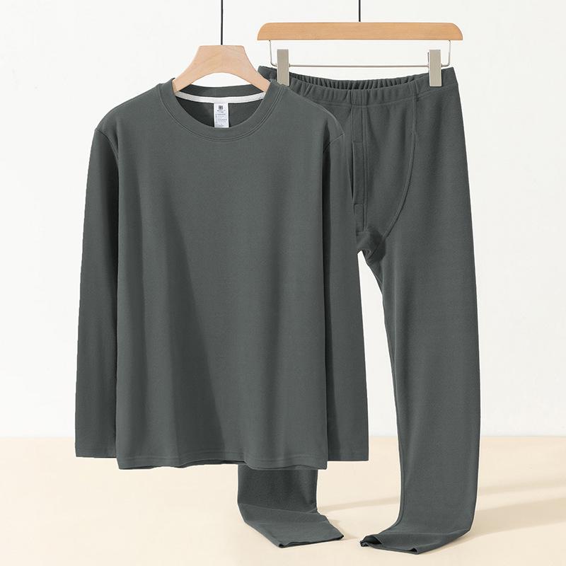 Men's Double-Sided Fleece Warm Winter Thermal Set: Long-Sleeved Top & Seamless Pants