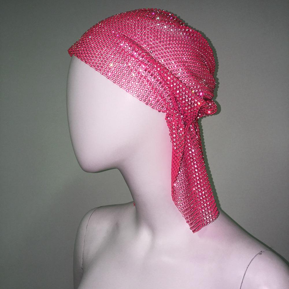 Trendy Versatile Glitter Rhinestone Bandana Mesh Bling Headband Headscarf Elastic Crystal Head Wrap Women Headpiece Accessories