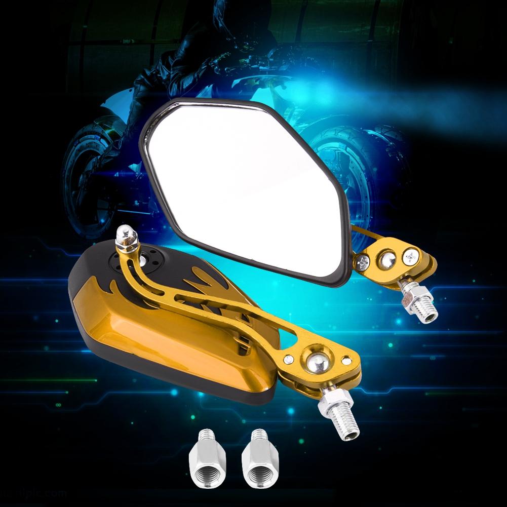 1 Pair of  Scooter Aluminum Flame Pattern Side Rear View Mirrors for  M8M10 Universal Motorcycle