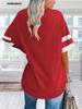 Women's Oversized Color Block T-Shirt Half Sleeve Crew Neck Loose Cotton Tunic Top