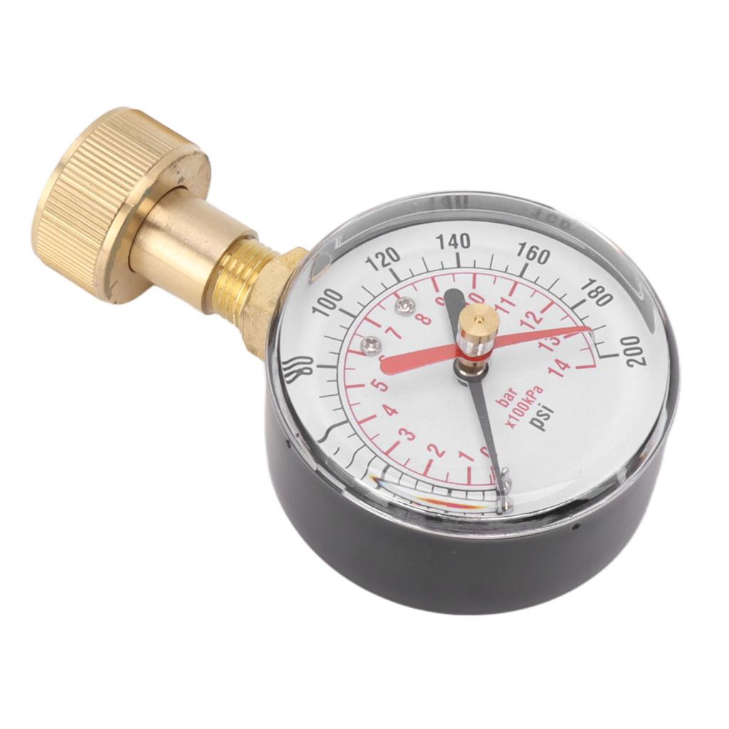 Water Pressure Gauge Aluminum Alloy Iron 0 To 200Psi Universal Water Pressure Test Gauge with 3/4