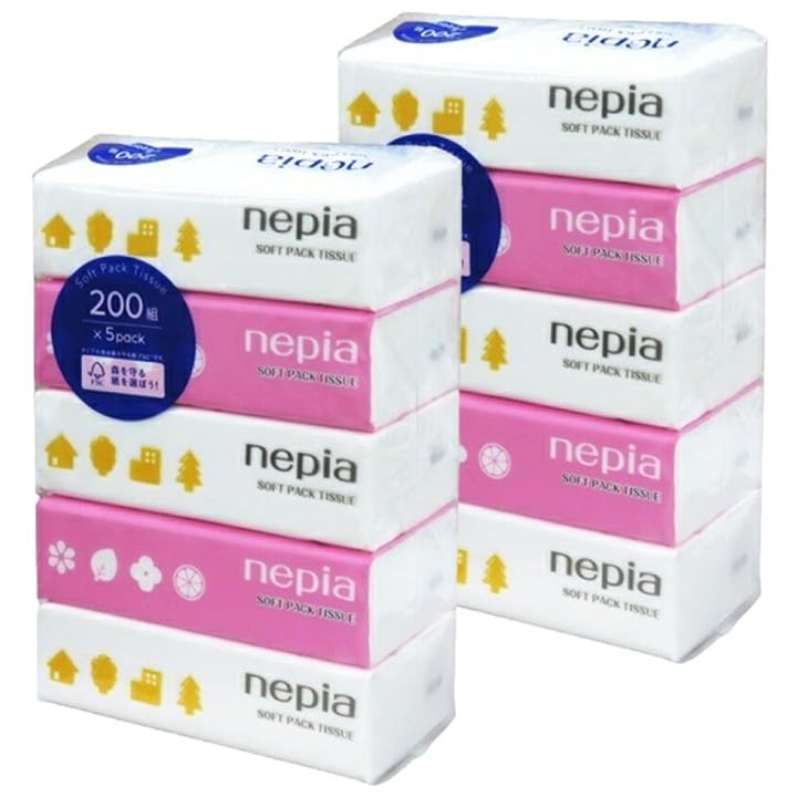 Nepia Soft Pack 400 sheets x 10 Value Large Capacity Tissues, (200 pairs) packs, Pack, розовый