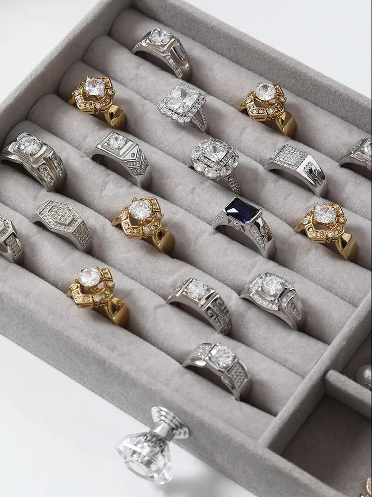 Cutie de bijuterii din acril transparent Organizator de afișare Cutie de bijuterii Depozitare în trei straturi Vitrine multifuncționale rezistente la praf Ambalare