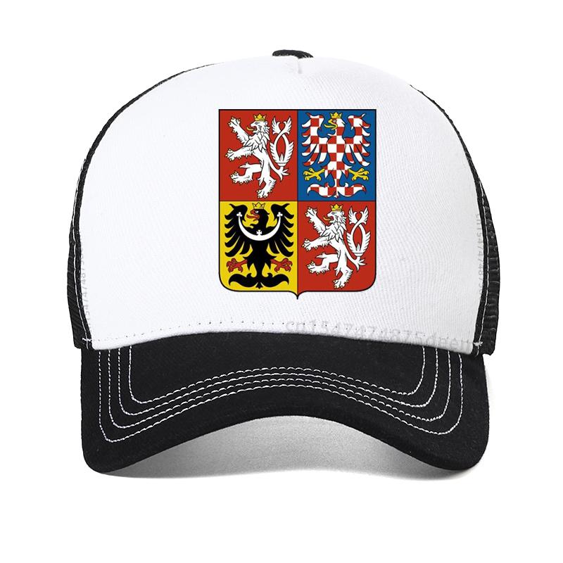 Vtipná Česká Republika Vlajka Znak Baseballová Čepice Muži Ženy Nastavitelná čepice Módní cool Síťovaná Trucker čepice Patriotické čepice