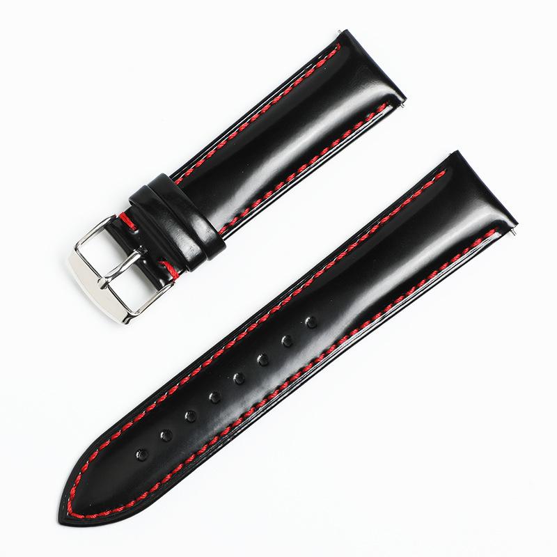 Unisex Leather Watch Wristband 18/19/20/21/22mm First Layer Cowhide Switch Ear Watch Strap