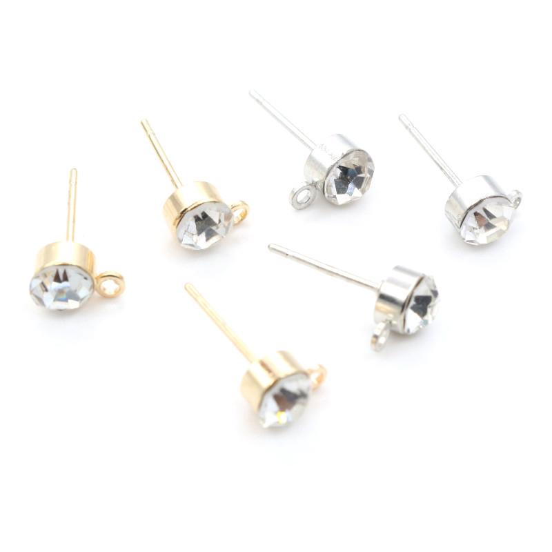 50pcs 4mm 5mm 6mm Rhinestone Pin Stud Earring Findings Basic Pins Stoppers Connector For DIY Jewelry Making Accessories Supplies