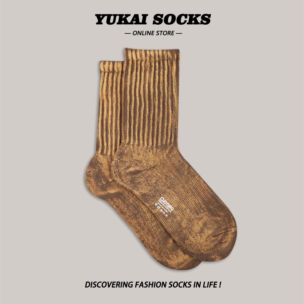 

Модные толстые носки в индустриальном стиле с узором «тай-дай» — унисекс, средней длины, стиль осень/зима One Size 36-44