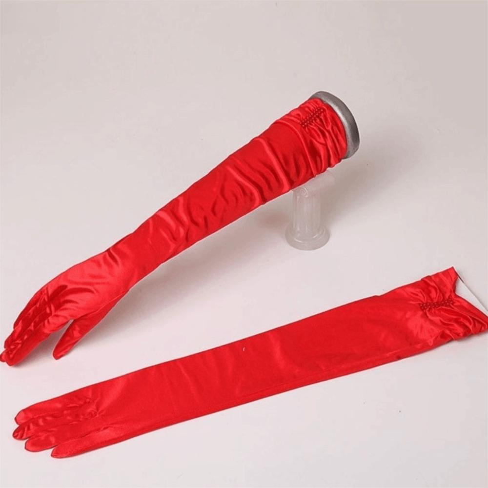 Full Finger Beaded Bridal Gloves Long Satin Gloves Sunscreen Wedding Gloves  Wedding