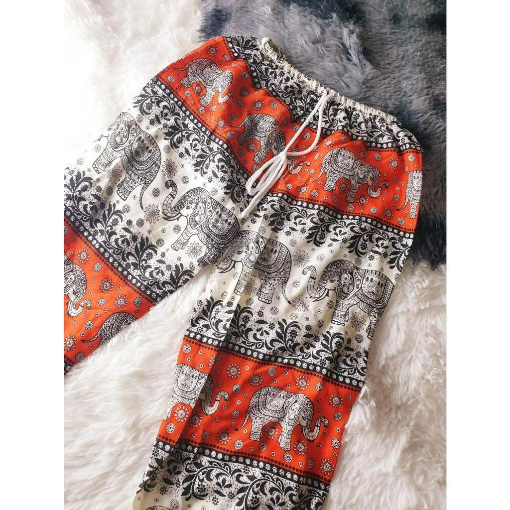 Elefant Jumpsbukser Justerbar Elastisk Midjebånd Stropp Unisex Kvinner Menn Trykk Thailand Casual Streetwear Strand Sommer Boho Bohemsk Retro Vintage