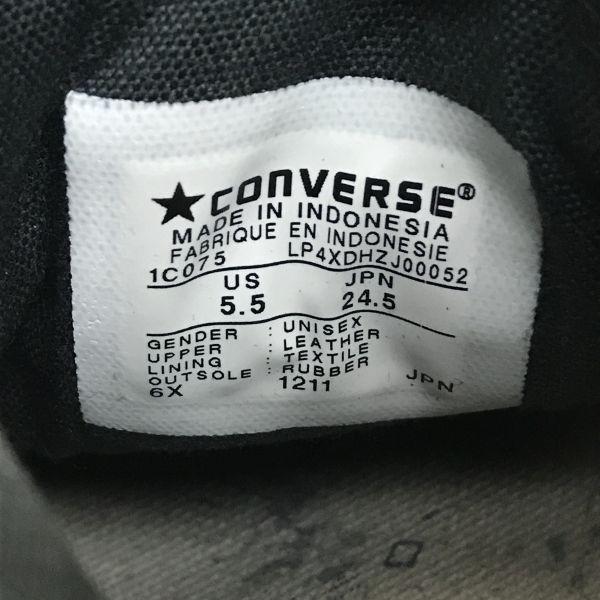 CONVERSE Leather High Top Sneakers Black US5.5 Unisex Vintage Style(USED)