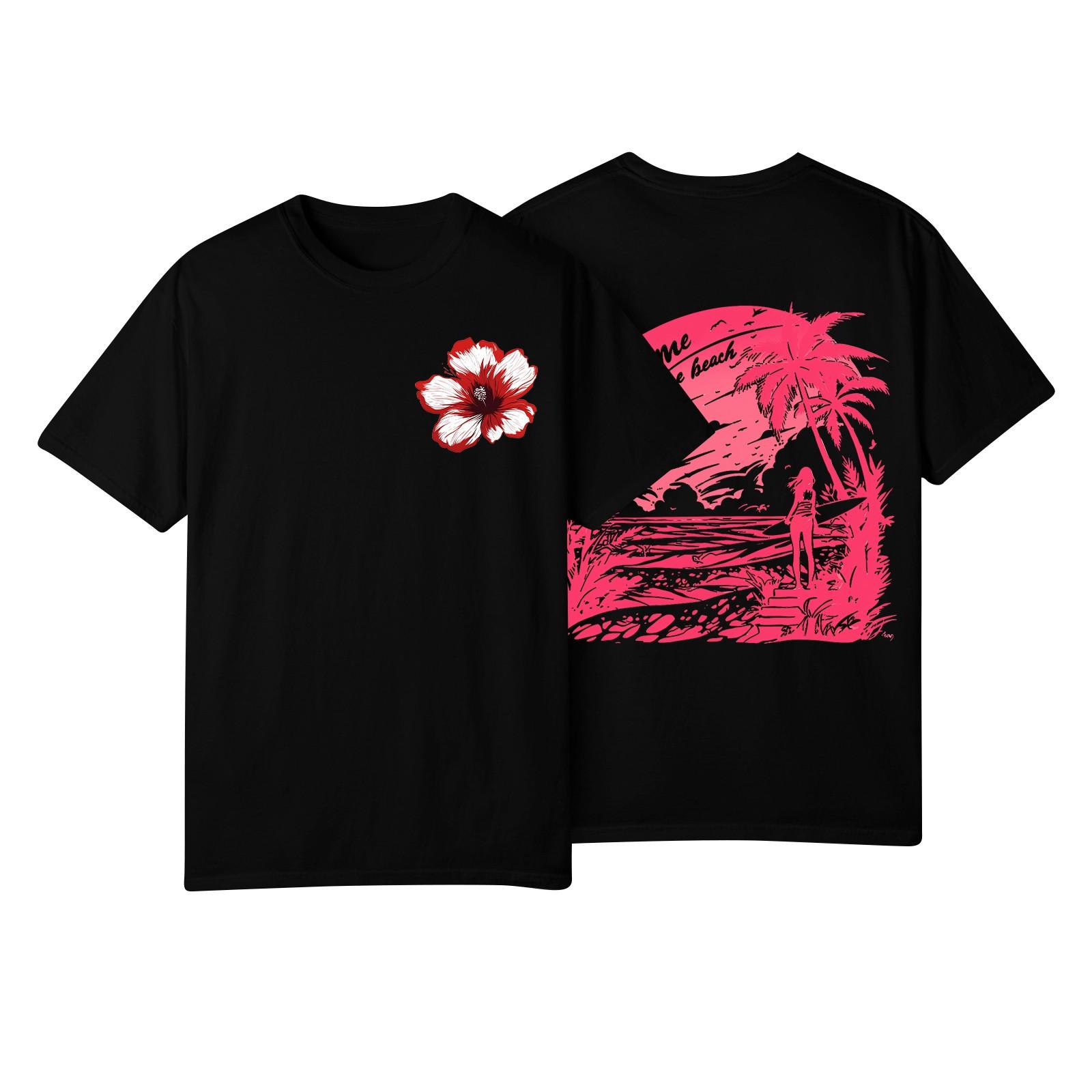 Women s Fashion Printed Casual Pleated Round Short Sleeve T-Shirt Top S