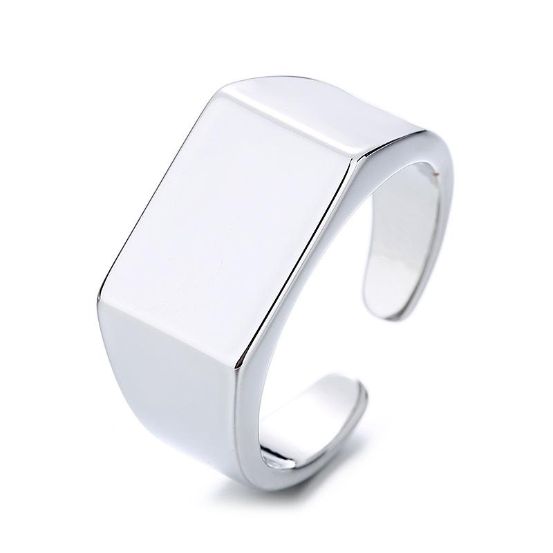 Korean Version of Fashionable Personalized Men's Wide-faced Ring, Rectangular Simple Naked Ring, Plain Ring Jewelry 2026