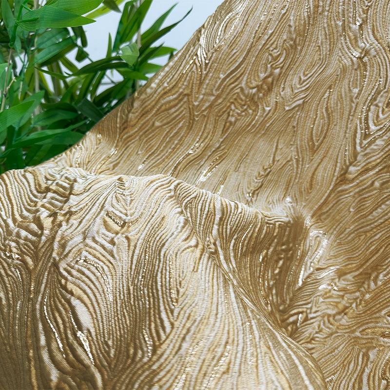 1M Flowing Gold Thread 3D Texture Gold-plated Cotton Satin Fabric Oil Painting Jacquard Fabric For Diy Sewing Dress Cheongsam