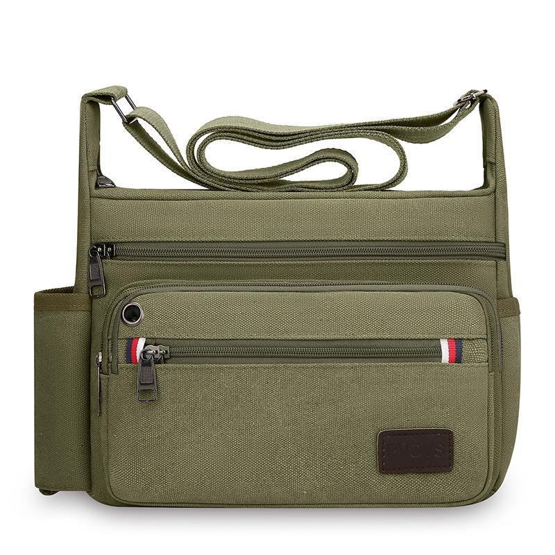 Neue mehrlagige Canvas-Tasche mit großem Fassungsvermögen, Freizeit-Reise-Umhängetasche, multifunktionale Ausgehtasche für Herren. gray