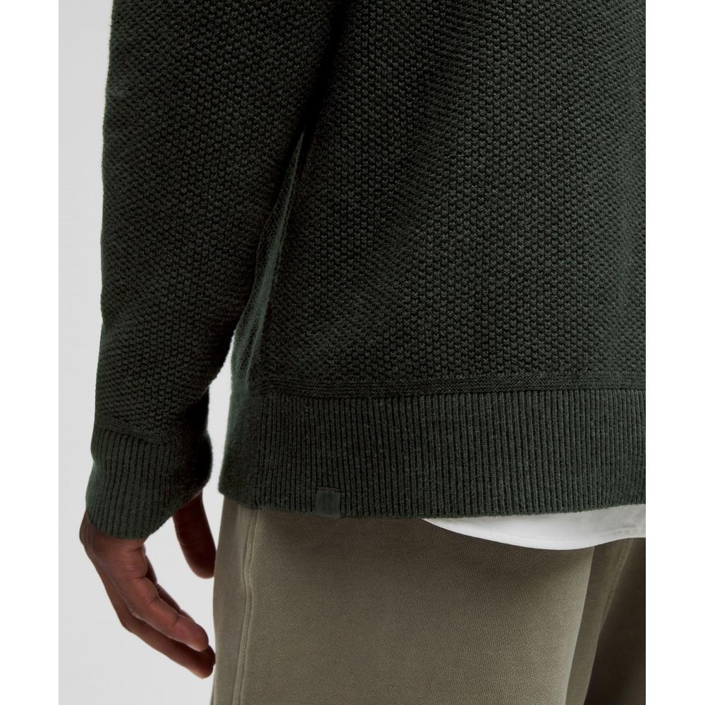 Lululemon Textured Knit Crewneck Sweater Heathered Blackened Pine