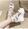 Keilabsatz Sandalen Dicke Sohle Mode Höhensteigerung Kreuzriemen Fischmaul Damenschuhe Freizeit Sandalen