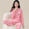 Aifen Teng Women's Pajamas Set: Pure Cotton, Long Sleeve, Long Pants, Casual Home Wear, Suitable for Spring, Autumn, and Winter.