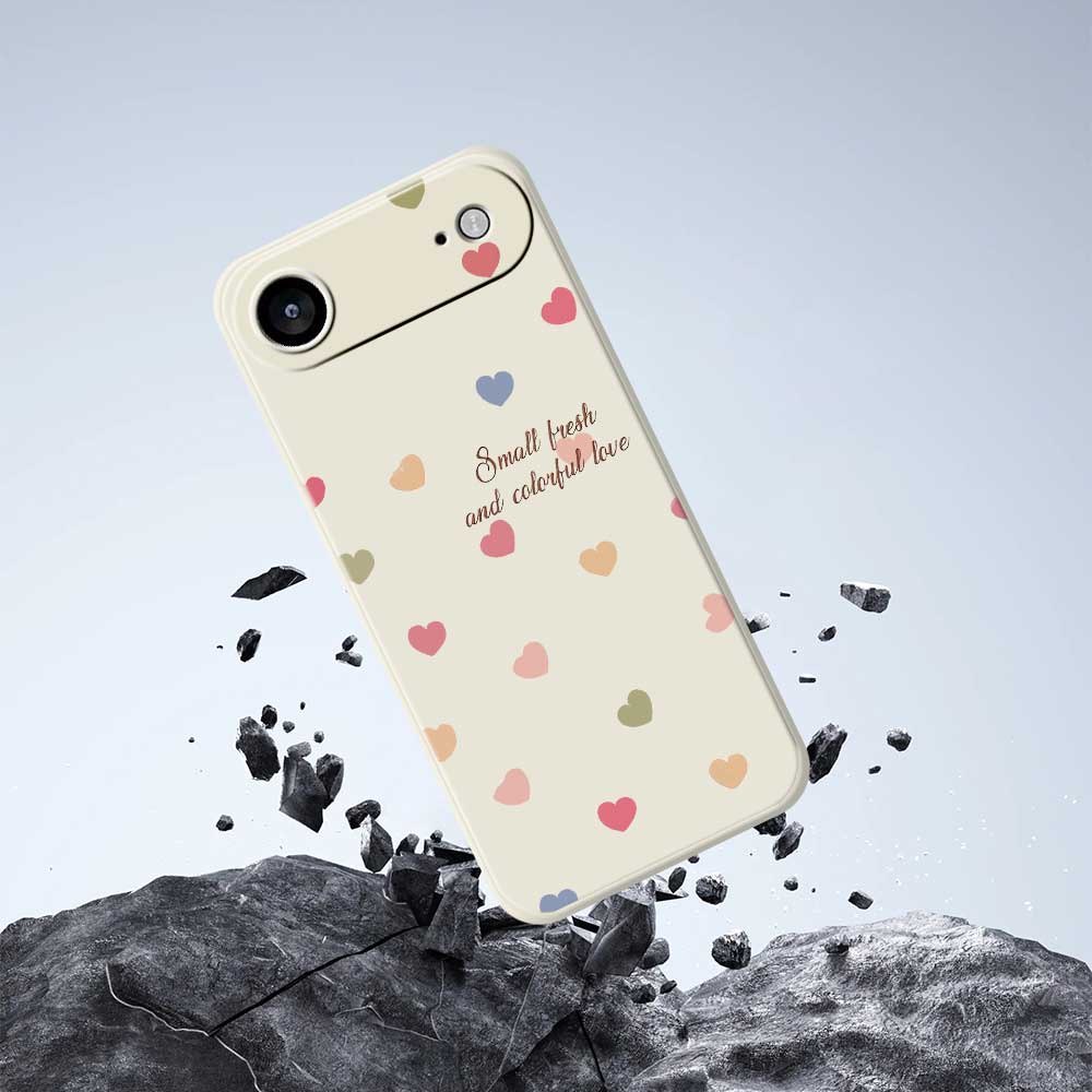 For iPhone 17 Air Case Colorful Love Pattern Printing Straight Edge TPU Phone Back Cover