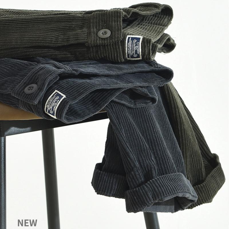 Japanese Retro Style Corduroy Men Pants Pure Cotton Autumn and Winter Comfort Men Trousers Straight Thicken Cargo Pants