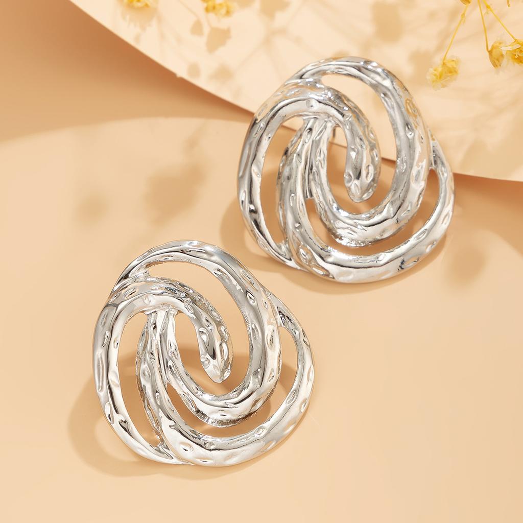Vintage Design Geometrische Spiral Muschel Ohrringe für Damen Goldfarbe Hohl Rund Piercing Hängeohrringe Damenschmuck Geschenke