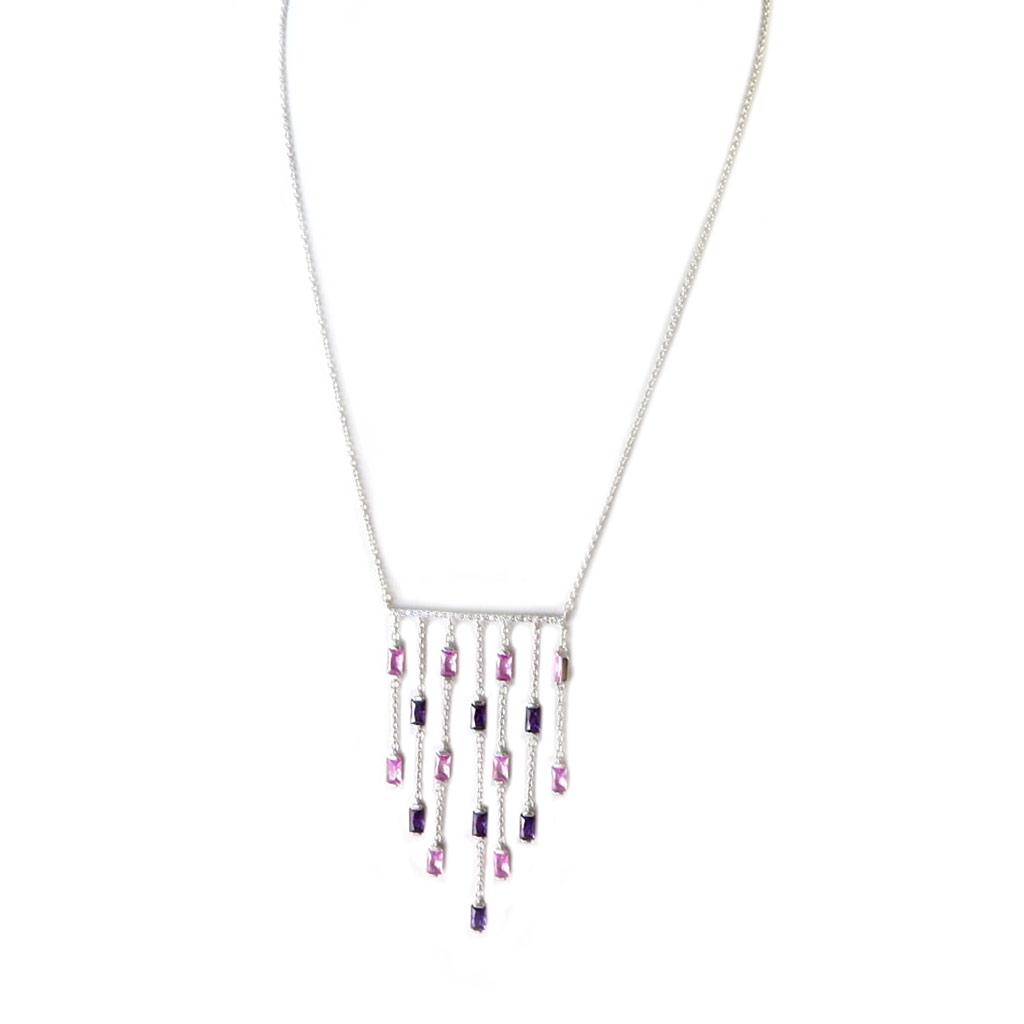 Altesse [P2230] - Silver Necklace 'Sissi' Pink Purple Silver