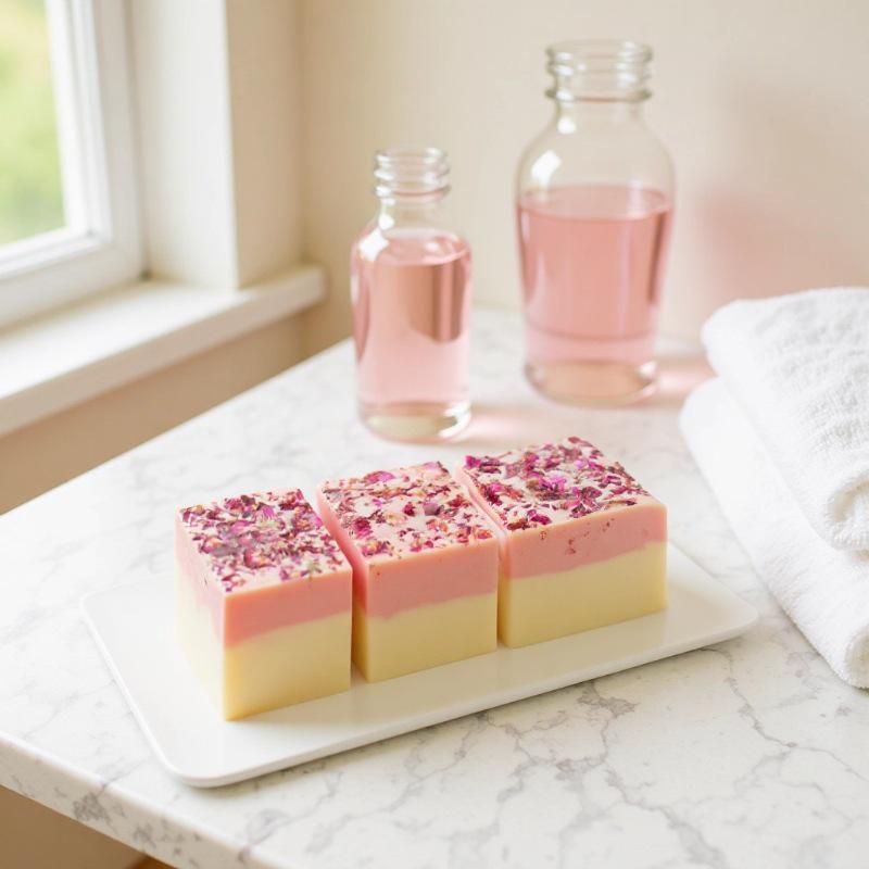 

Rose Goat Milk Moisturizing Face Soap - Cold Process, Brightening & Smoothing Universal