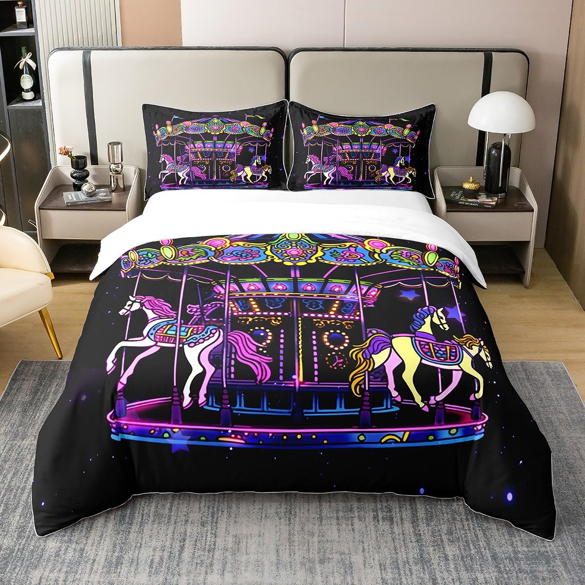 

Amusement Park Duvet Cover Set For Kids Boys Girls Lightweight Down Quilt Covers Room Decor 2 Pillowcases 1 Duvet Cover No Quilt EU Single(135*200cm)3pcs
