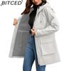 BITCED Autumn/Winter Jacket Women's Waterproof Hooded Raincoat Trench Coat