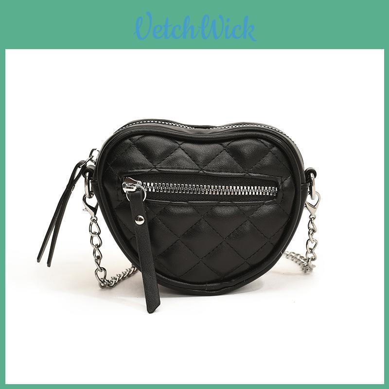 Kids Love Heart Chain Crossbody Bag With Pu Material For Toddler Daily Use