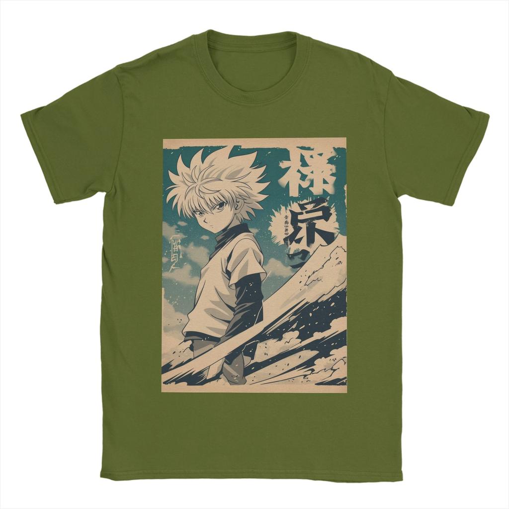 Funny Killua Vintage Warned Poster Hunter X Hunter Tshirts For Unisex Pure Cotton T Shirt Short Sleeve Tee Shirt Printed Clothing