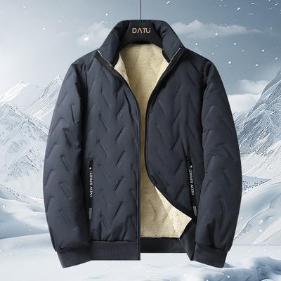 Large Size Winter Lamb Wool Cotton-padded Jacket Loose Stand-up Collar Piled Thickened Cotton-padded Jacket for Dad Winter Cotton-padded Jacket