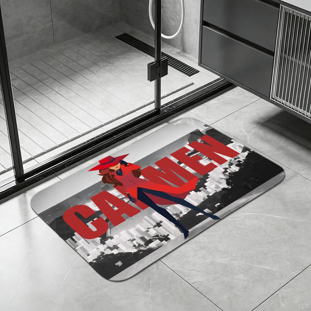 Floor Mat Diatomite Bath Mat, Quick Dry, Absorbent, Multi-Scene Mat Anime C-Carmen S-Sandiego