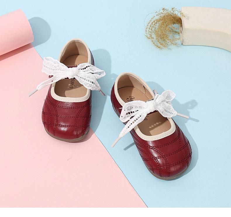 Mädchen-Schleifen-Leder-Prinzessinnenschuhe - Koreanischer Stil, Weiche Sohle, Trendige Single-Schuhe für Frühling/Herbst