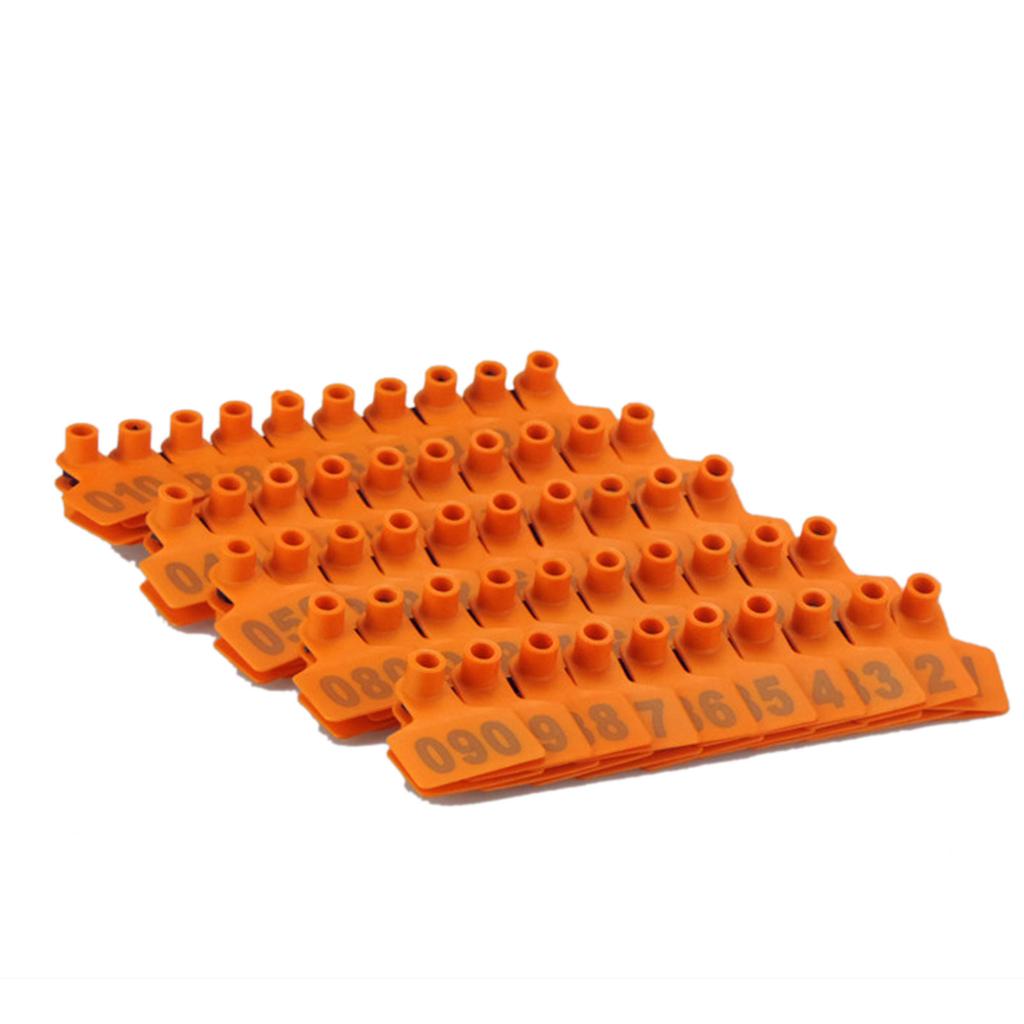Numbered Plastics Livestock Ear Tags 1-100 Animal Tags Green Yellow Orange Large Identification Tags for Goat Sheep