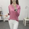Women's Striped Round Neck Long Sleeve T-Shirt Base Bottom Tops