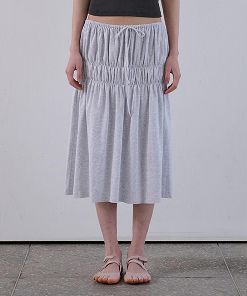 Odeseu Gather Jersey Midi Skirt - Grey