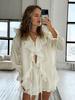Spring Autumn French Sweet Loose Ruffles Lace Collar Two Piece Set Women's Outfit