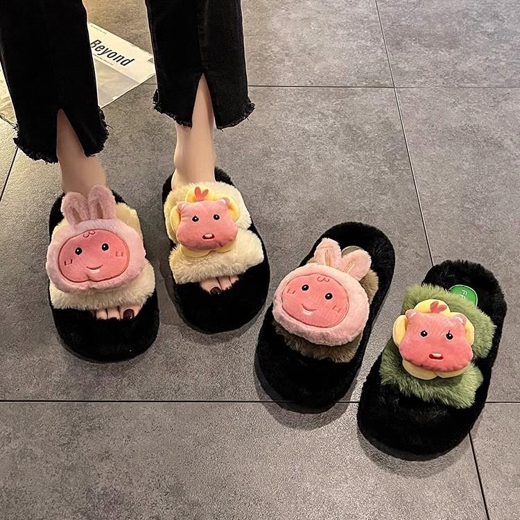 Fashion Internet celebrity Mao Mao drag women 2025 new autumn and winter wear casual versatile super fire non-slip one-word drag cotton shoes
