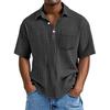 Men Casual Solid Color Waffle Knit Short Sleeve Polo Shirt