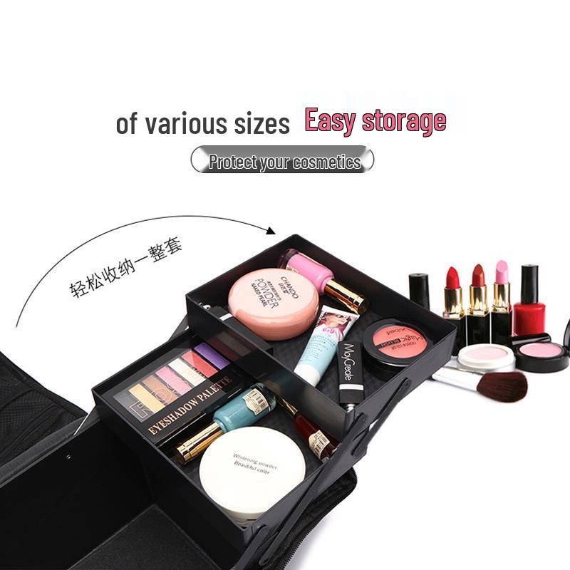 Luxurious Waterproof Makeup & Nail Art Storage Bag - Large Capacity, Multi-Functional Beauty Tool Box