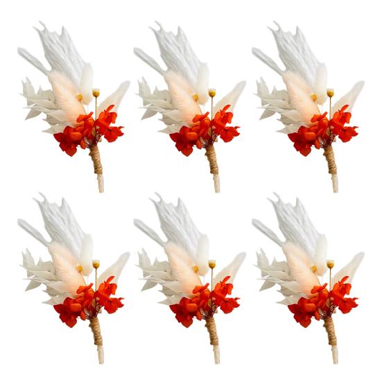 6Pcs Artificial Dried Flower Bouquet Bohemian Mini Flower Bouquet DIY Crafts Vase Wedding Party Home Office Table Centerpiece Decoration