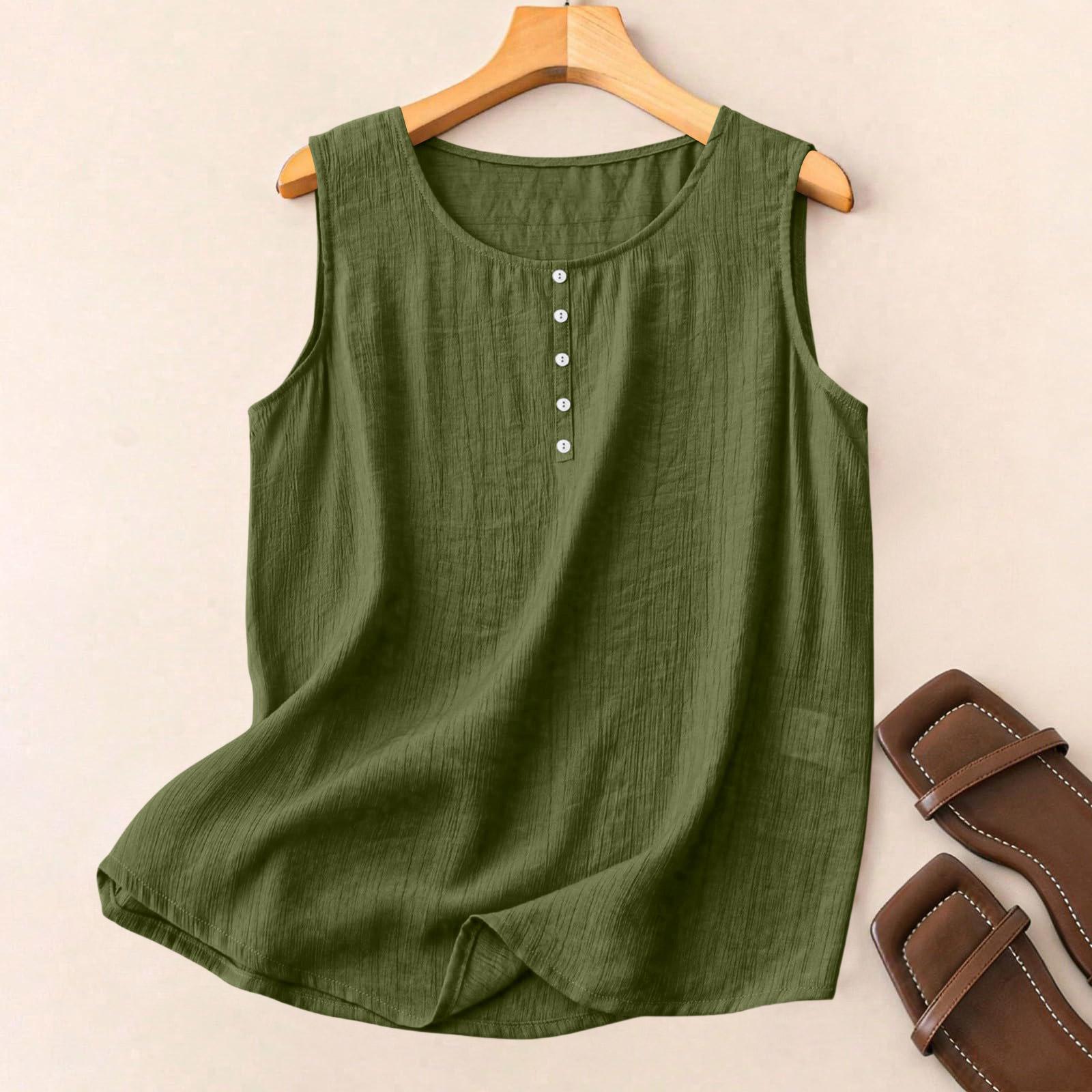 

Sleeveless Button Front Blouse for Women Casual Loose Fit Womens Tops Summer Tops for Women Shirts for Women XL