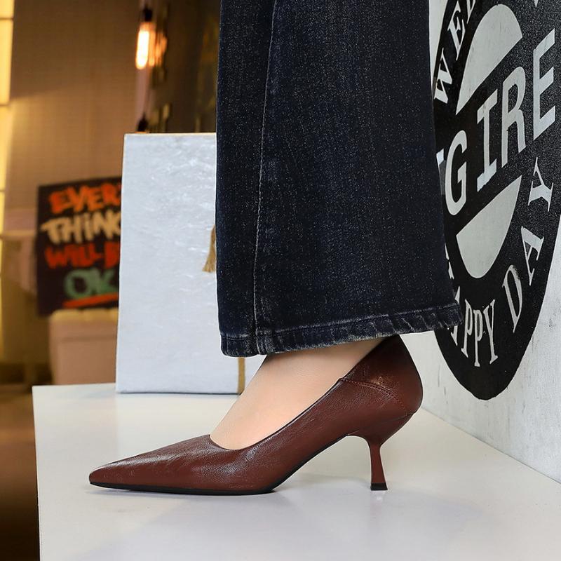 Banquet Leopard Print High Heels For Women With Thin Heels Pointed Toe Shallow Mouth Retro Single ShoesTemperament Fashion