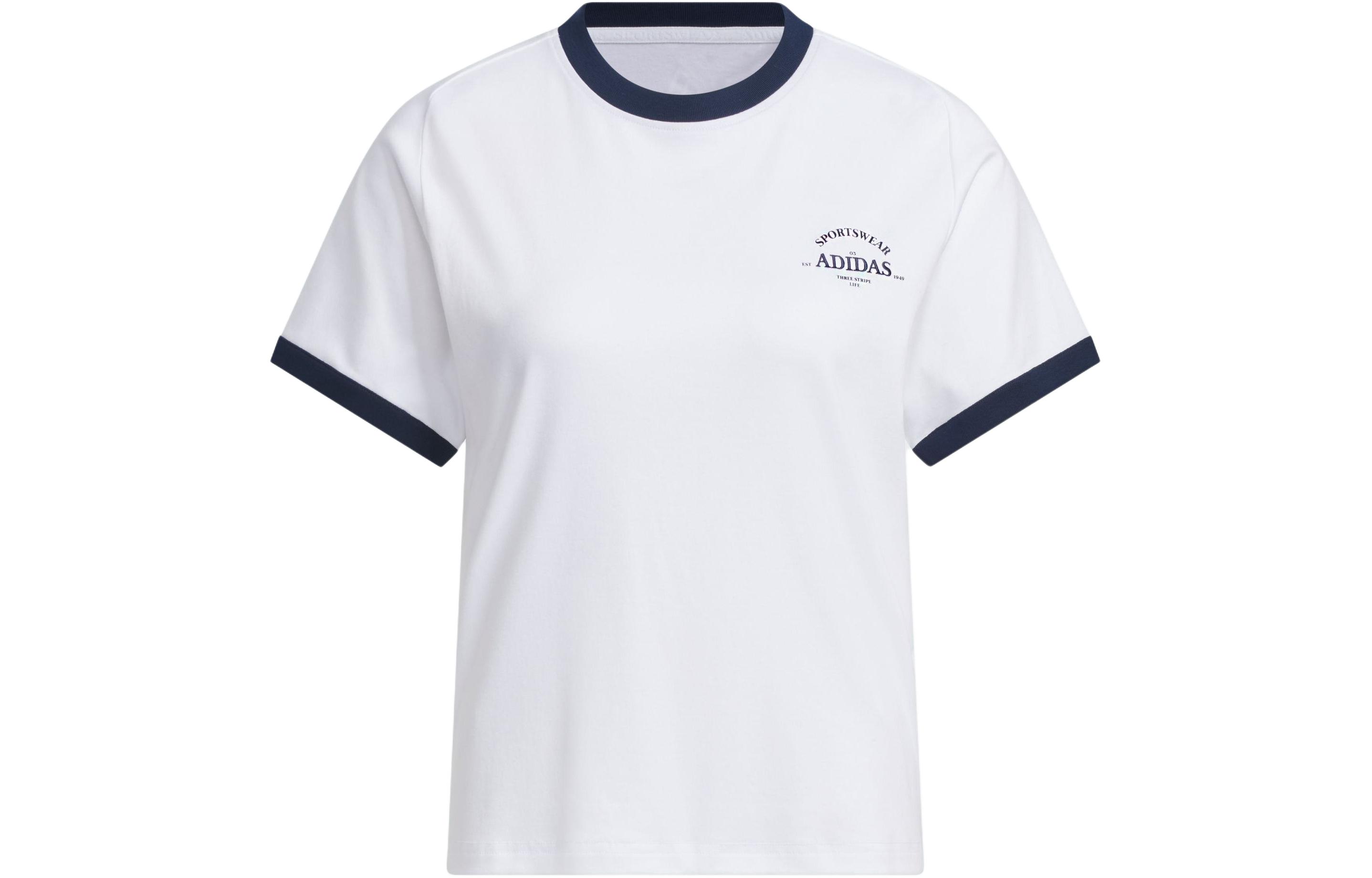

Adidas T Shirts Women s White Crew Neck Moderate Straight Fit JC8708 L