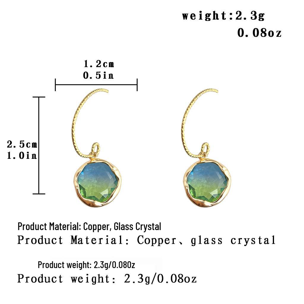 Boucles d'oreilles en Cristal de Verre Dégradé Chinois - Rétro, Polyvalentes, Style Littéraire, Bijoux de Mode de Niche